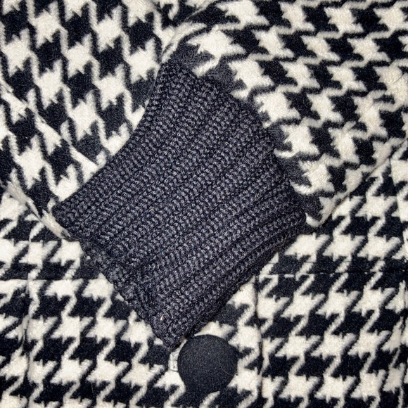 Vintage Style Lux Black and White Houndstooth Drop Waist Pea Coat - Picture 3 of 4